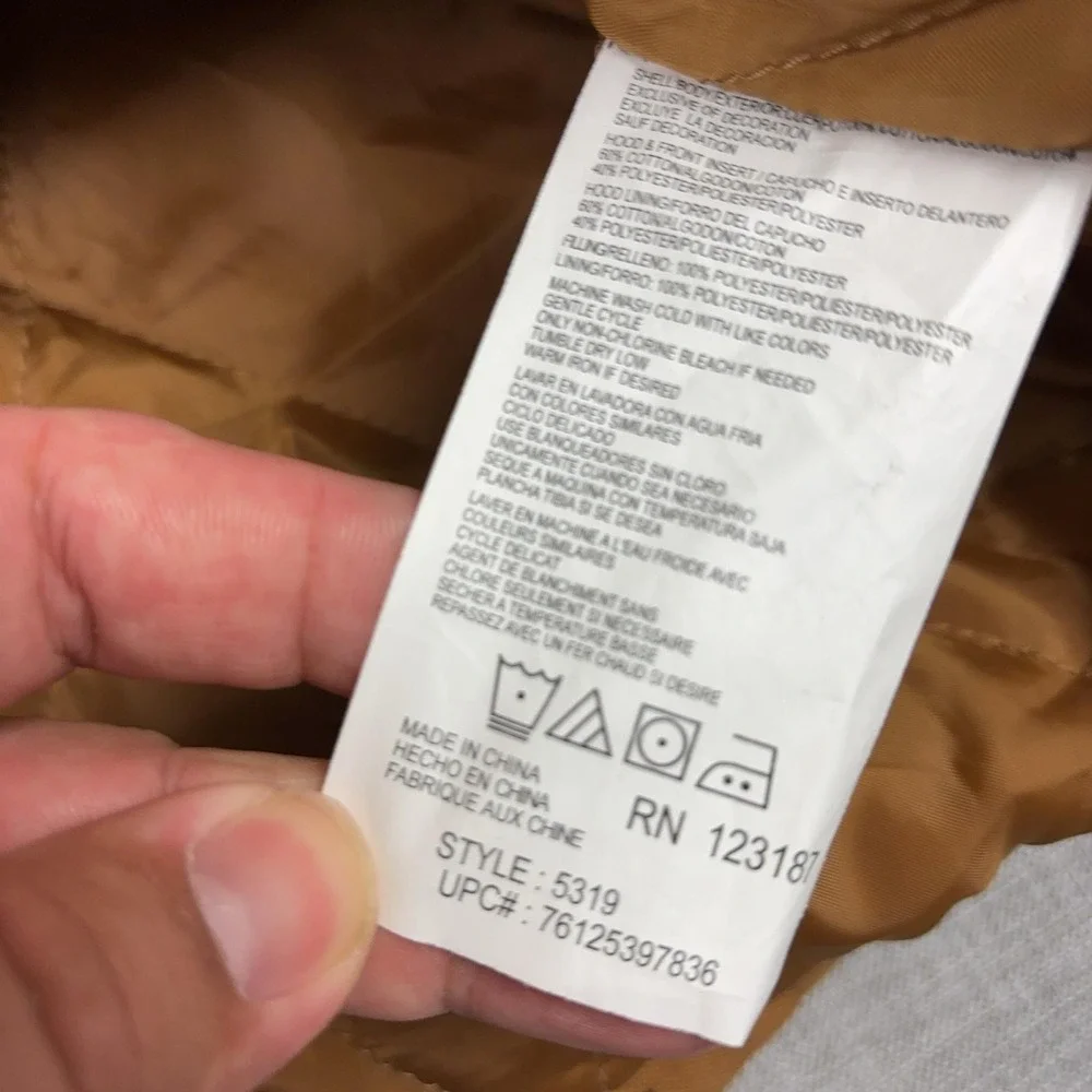 Dickies Jacket Mens XL Brown Canvas Hooded Quilted Lined Full Zip 5319 Workwear